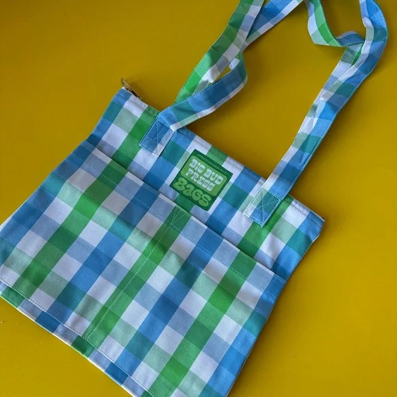 Big Bud Press Green and Blue Checkered Mini Zip Tote Bag NEW! - Picture 5 of 11